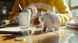 The Piggy Bank and Coins.AI generated image