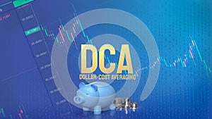 The piggy bank and coins for dca or Dollar Cost Averaging on business background  3d rendering