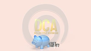 The piggy bank and coins for dca or Dollar Cost Averaging concept 3d rendering