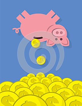 Piggy Bank Coins Falling