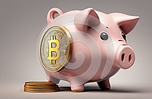 Piggy bank and coins, investment images, concept of saving money free photos.