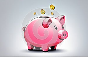 Piggy bank and coins, investment images, concept of saving money free photos