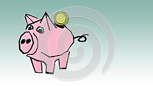 Piggy bank with coins. Saving or accumulation of money, investment