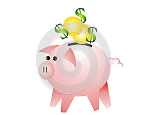 Piggy Bank With Coins Saving Money