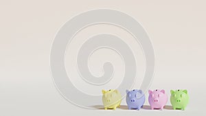 Piggy bank with coins.Saving money concept for the future.3D rendering