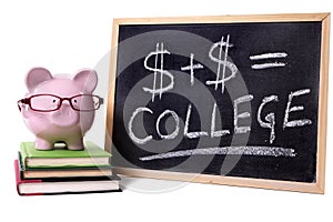 Piggy Bank with college formula