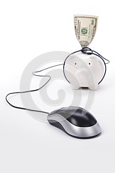 Piggy Bank and computer mouse