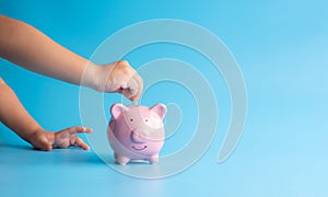 Piggy bank for creative financial saving and deposit concept with copy space