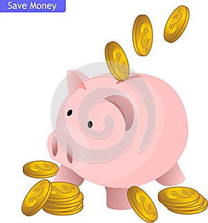 Piggy bank with dollar