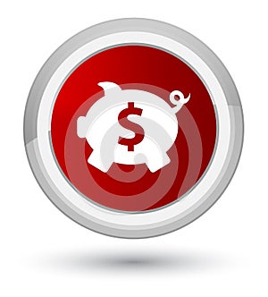 Piggy bank dollar sign icon prime red round button