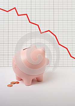 Piggy bank and economic downturn photo