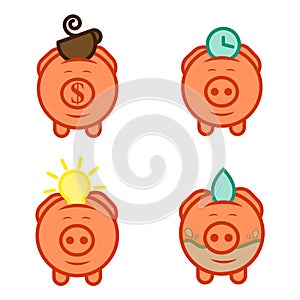 Piggy bank economize icon photo