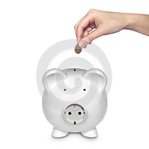 Piggy bank with electric plug as a concept for saving energy