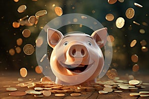 piggy bank and falling coins
