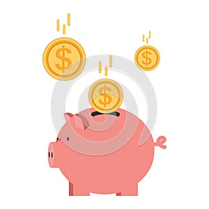 Piggy bank with falling coins vector