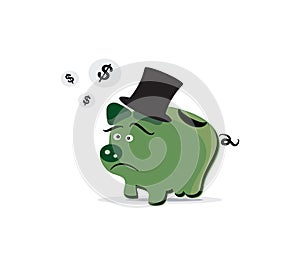 Piggy bank financial despair and crisis