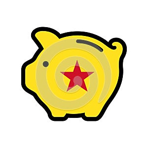 piggy bank with flag icon, vector symbol.