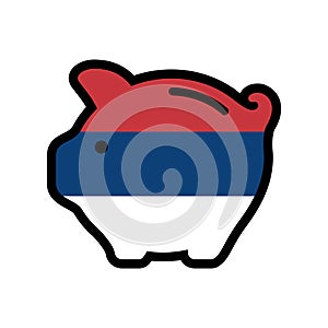 piggy bank with flag icon, vector symbol.