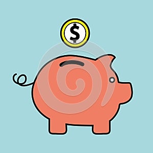 Piggy Bank. Fully scalable vector icon in outline style