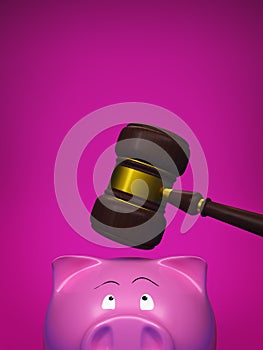 Piggy bank and gavel