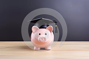 Piggy bank with graduation cap