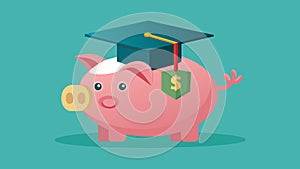 A piggy bank with a graduation cap on top representing the longterm investment and potential payoff of using a Parent