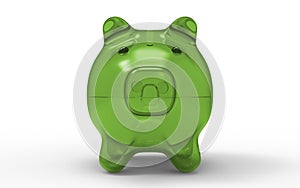 Piggy bank green to save money economy finance and savings concept 3D illustration
