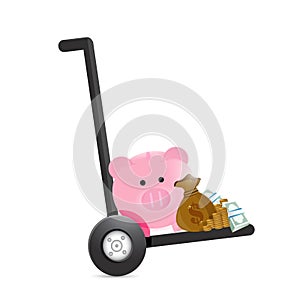 Piggy bank handtruck photo