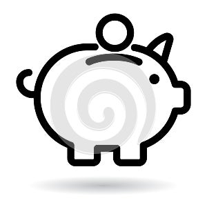 Piggy bank icon black