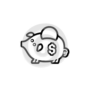 piggy bank icon with coin dollar symbol