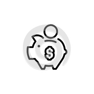 piggy bank icon with coin dollar symbol