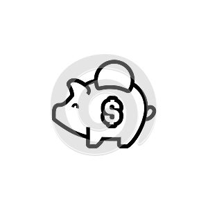 piggy bank icon with coin dollar symbol, made in linear style