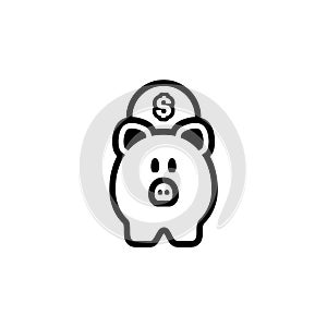 piggy bank icon with coin dollar symbol, made in linear style