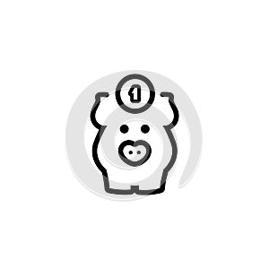 piggy bank icon with coin symbol, made in line style