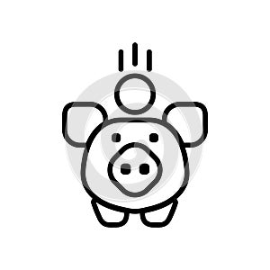 piggy bank icon with coin symbol, made in line style