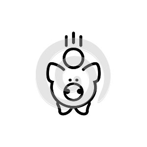 piggy bank icon with coin symbol, made in line style