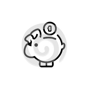 piggy bank icon with coin symbol, made line style