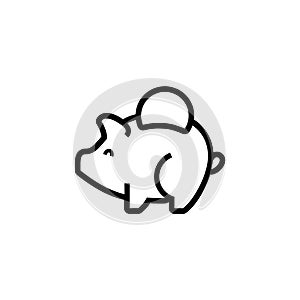 piggy bank icon with coin symbol, made line style