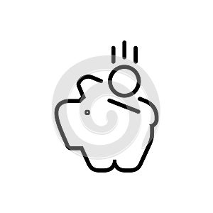 piggy bank icon with coin symbol, made line style