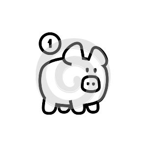 piggy bank icon with coin symbol, made line style