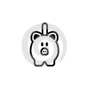 piggy bank icon with coin symbol, made line style