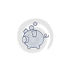 Piggy Bank icon. Piggy Bank hand drawn pen style line icon