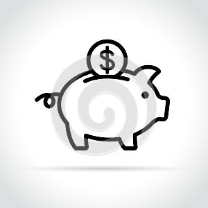 Piggy bank icon on white background
