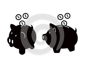 Piggy Bank icons set isolated on white background. Vector illustration.