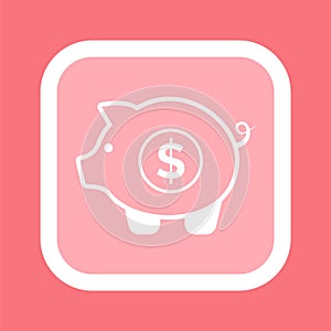 Piggy Bank Isolated Money Box Icon Vector Pink Pig