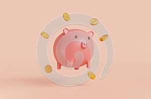 Piggy bank isolated on pink background.Symbol of goals in savings.investing and business.money management.Saving and money growth