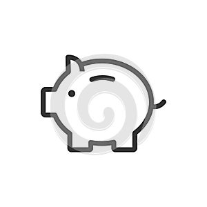 Piggy bank line vector icon isolated on white