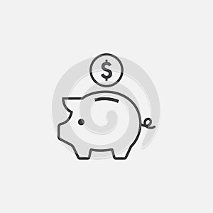 Piggy bank Linear symbol, earning icon illustration, piggy bank logo icon