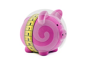 Piggy bank with measure tape