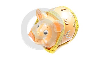 Piggy bank and measure tape, concept for business and save money